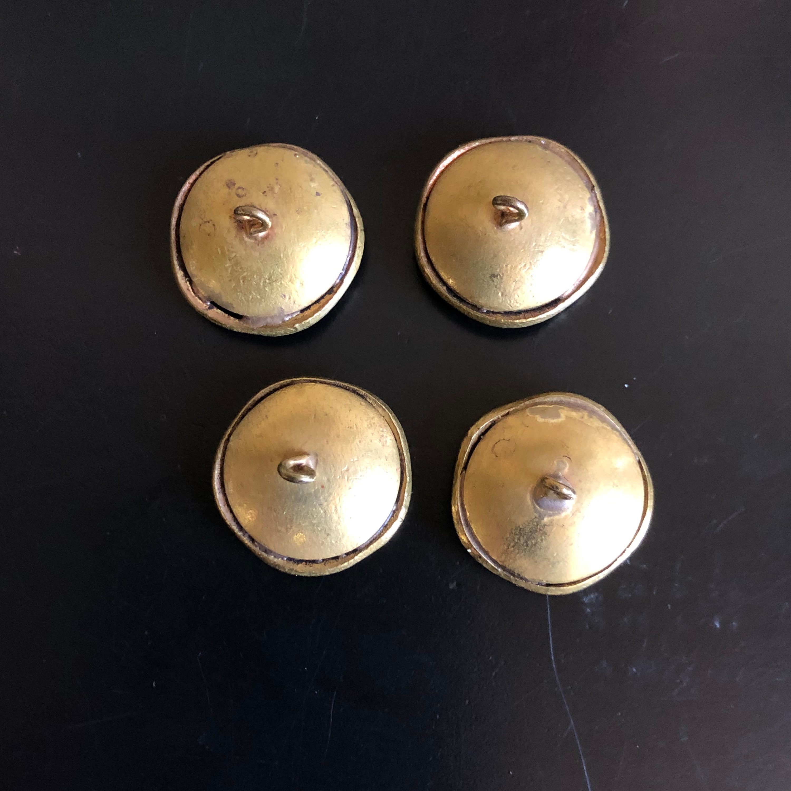 4 Vintage Brass Buttons Brass Buttons Gold Buttons Old Etsy