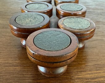 7 Vintage Modern Wood Drawer Knobs, Wood Drawer Pull, Round Wood Drawer Pull, Wood Knob, Wood Pull, Furniture Knob Restoration Hardware