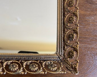 Vintage Metal Filigree Style Mirror Tray, Gold Tray, Rectangle Vanity Tray, Vanity Tray, Mirror Tray, Tray  Ormolu