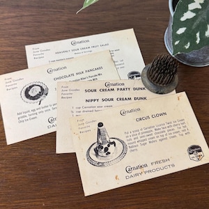 Vintage Recipe Cards Carnation Recipe Cards Old Recipe Cards, Vintage Kitchen Decor, Junk Journal