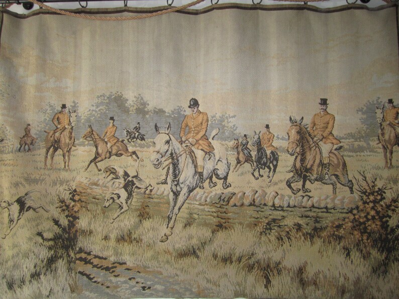 Antique Horse and Hounds English Hunting Scene Wall Hanging Etsy