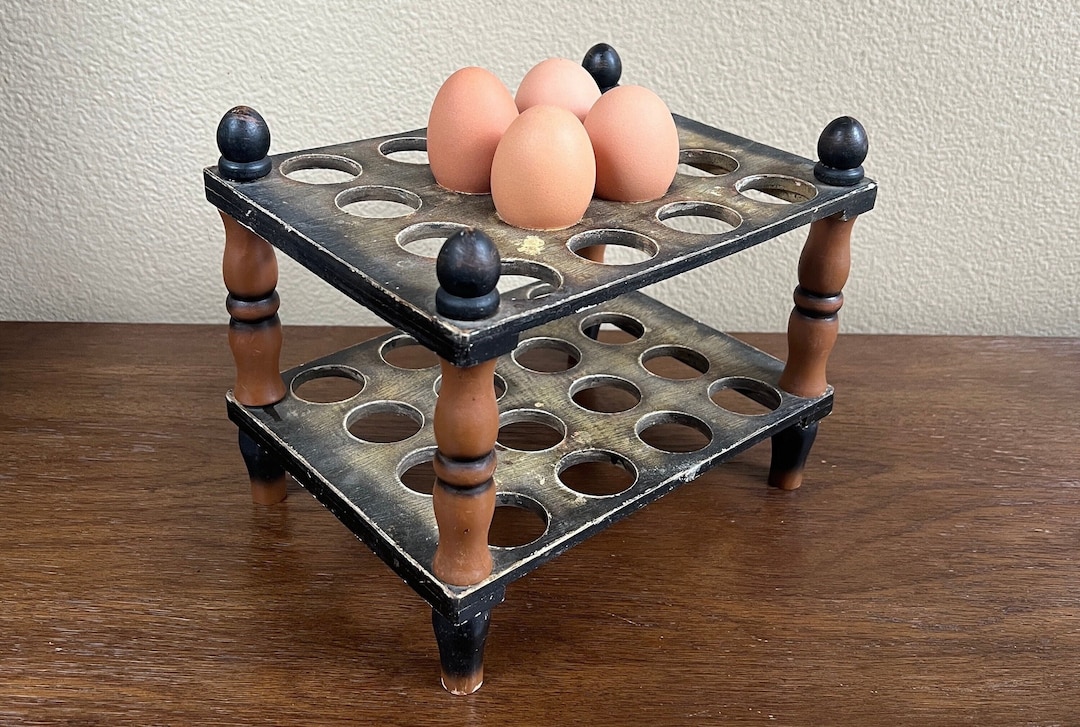 Vintage Wooden Egg Holder Stand, Egg Holder, Farmhouse Country Kitchen