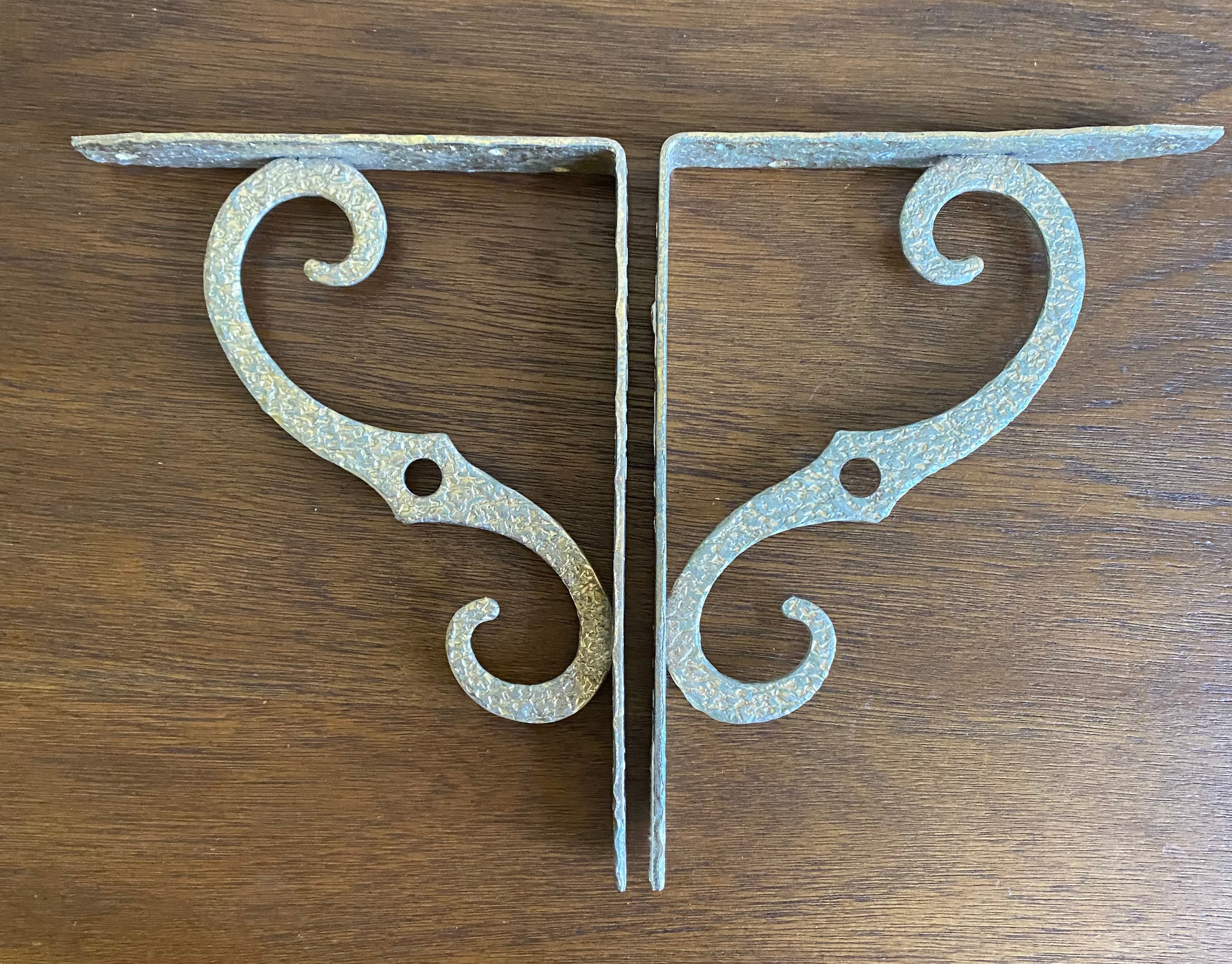 Pair of Vintage Metal Shelf Brackets Wall Brackets Gold Etsy