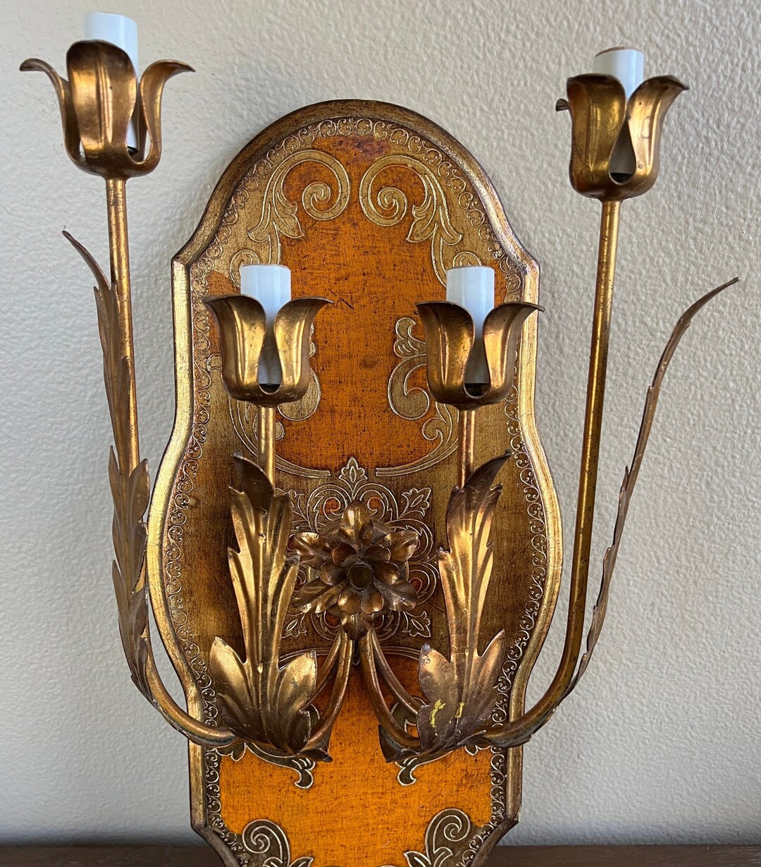 Vintage Florentine Wooden Light Fixture Italian Light Etsy