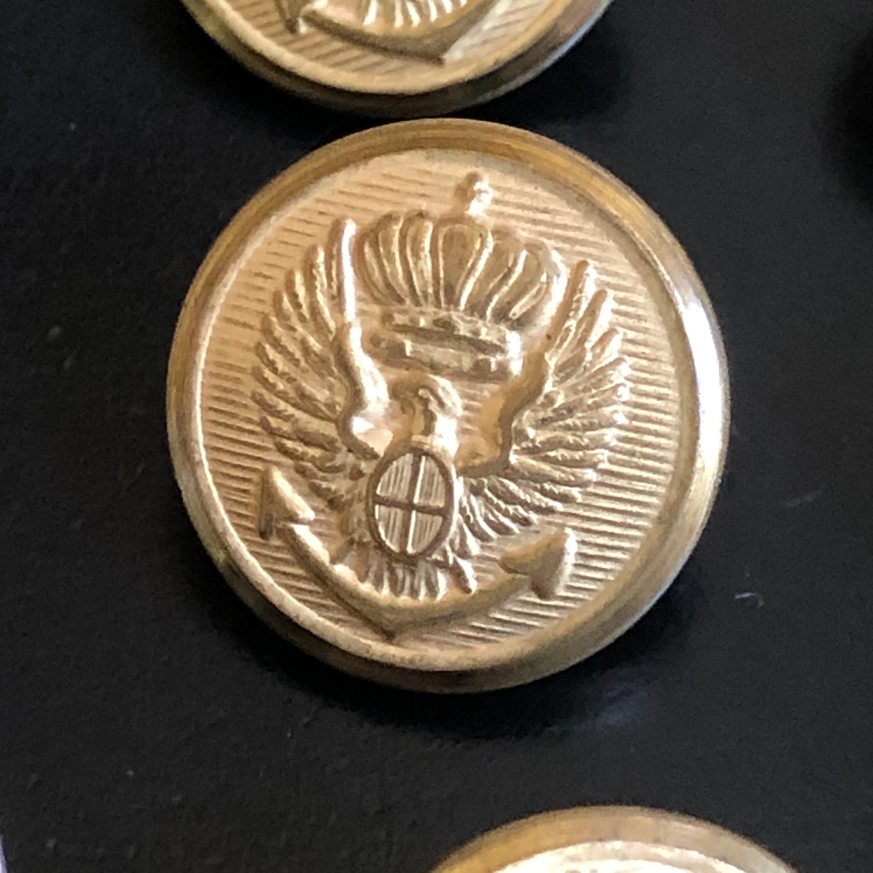 Vintage Brass Eagle Sheild Crown Button Set Eagle Crown Etsy