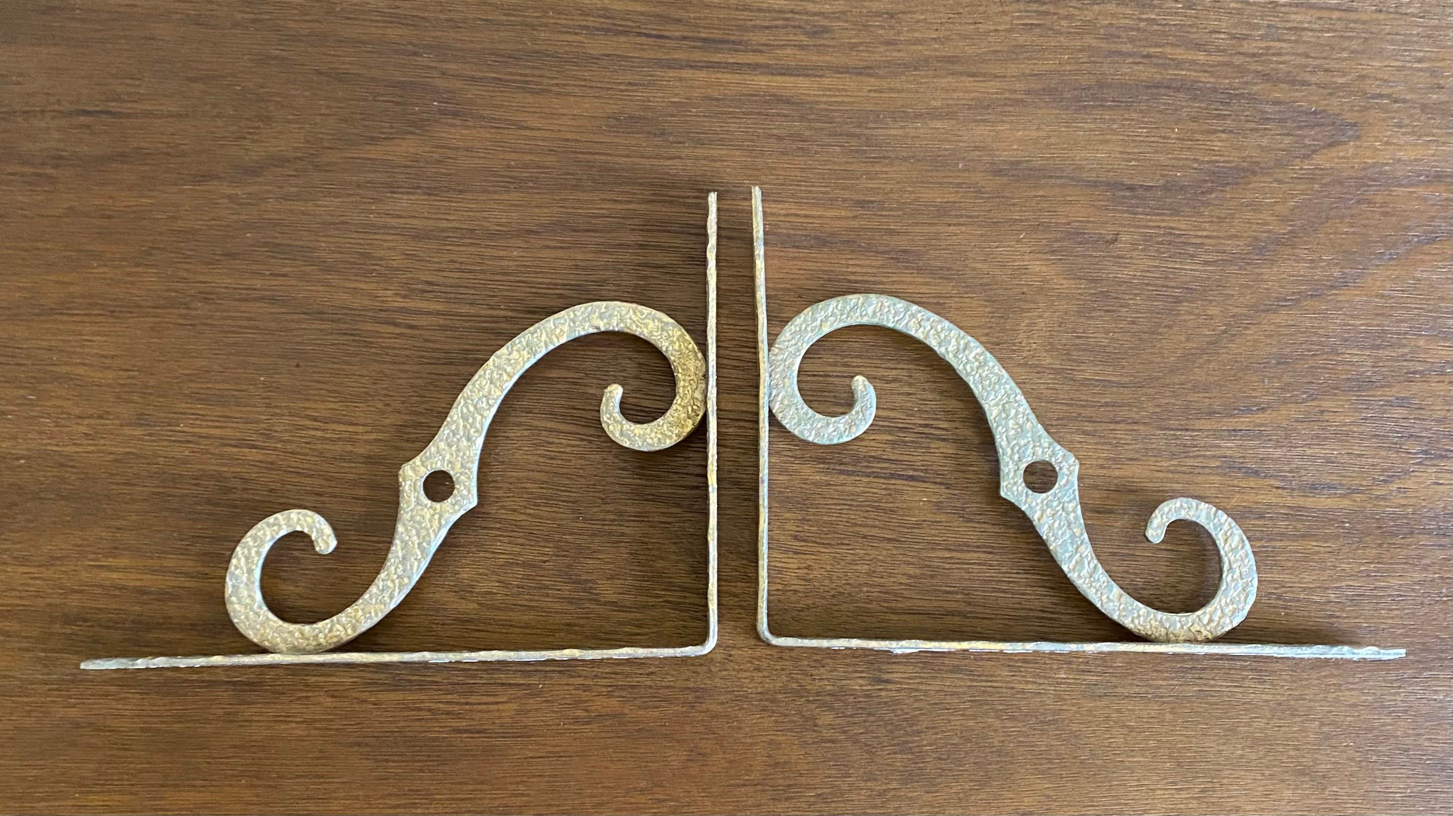 Pair of Vintage Metal Shelf Brackets Wall Brackets Gold Etsy