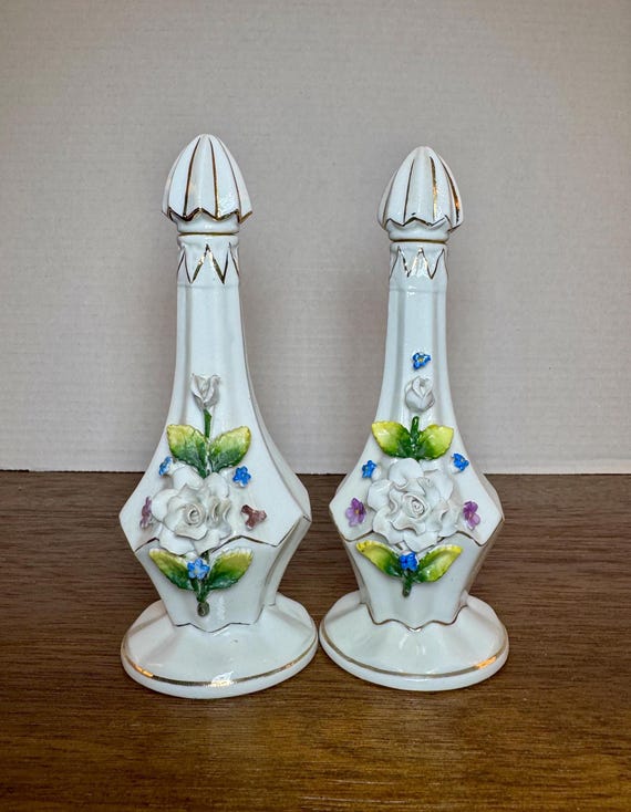 Pr. German Perfume Bottle, Vintage Floral Perfume Bottle, Vintage Perfume Bottle