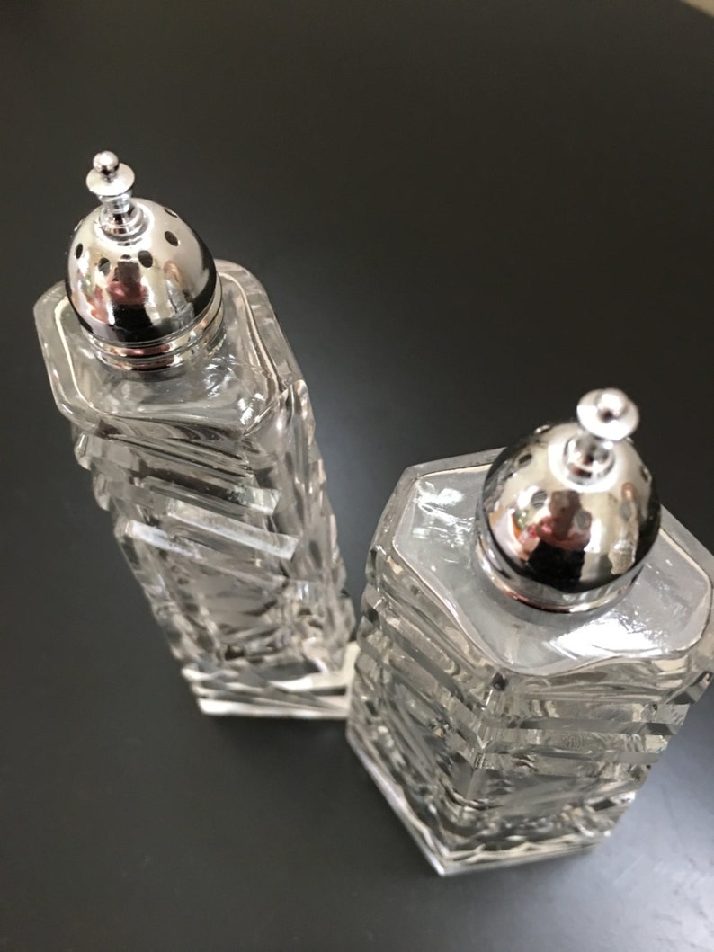 Cut Crystal Salt and Pepper Shakers Diamond Shaped Salt and Etsy