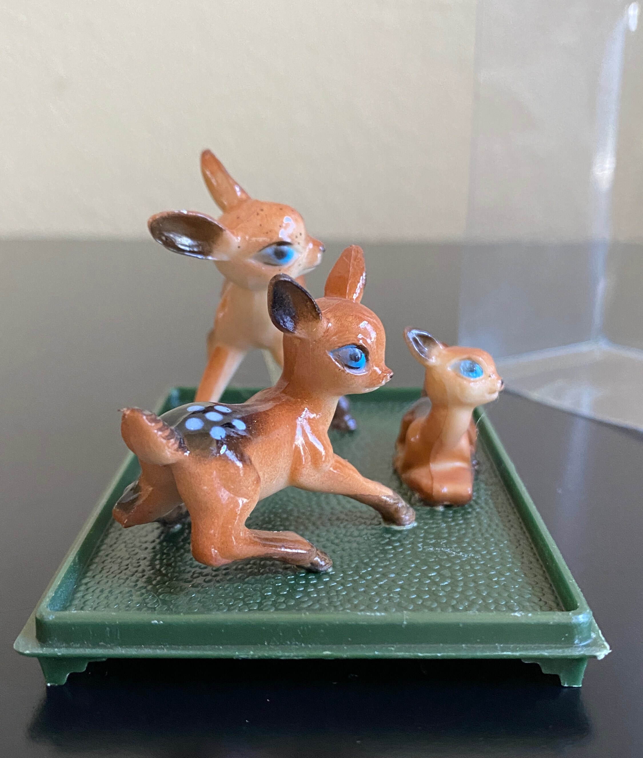 Vintage Set of 3 Blue Eyed Plastic Reindeer Figurines Retro Etsy