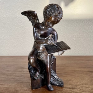 Antique Bronze Cherub Cupid Bronze Culture Figurine Home Decor French