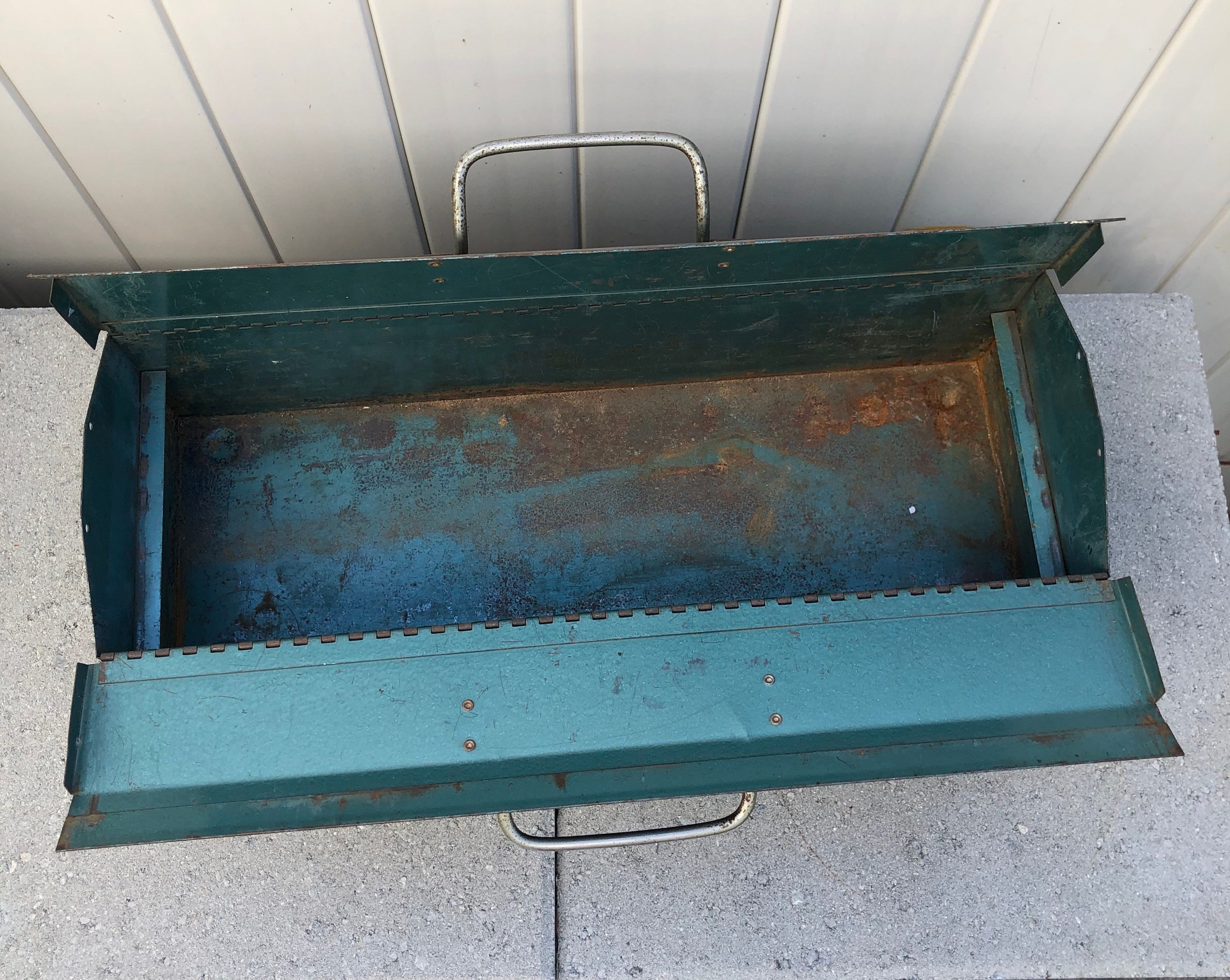 Vintage POWR Kraft Green Metal Tool Box with Tray Tool Etsy