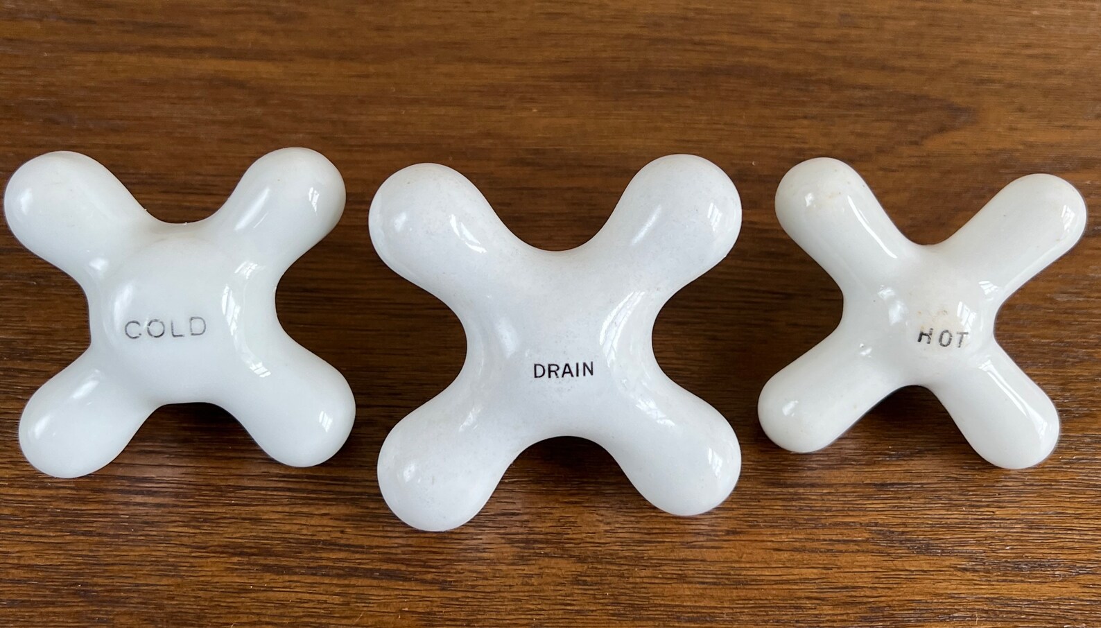 Vintage Porcelain Shower Knobs Hot Cold Drain Faucet Handles Etsy