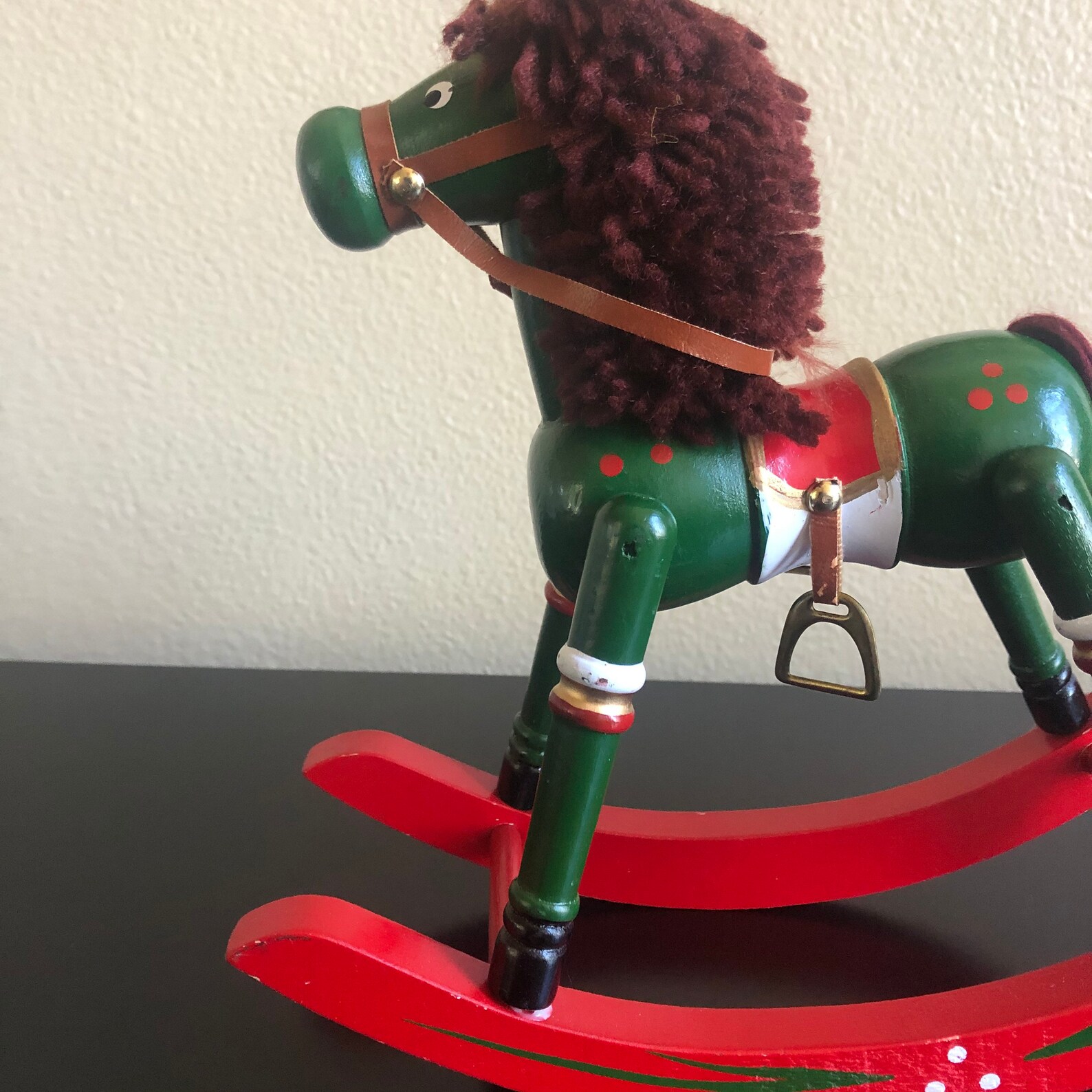 Vintage Antique Wood Rocking Horse Vintage Red and Green Etsy