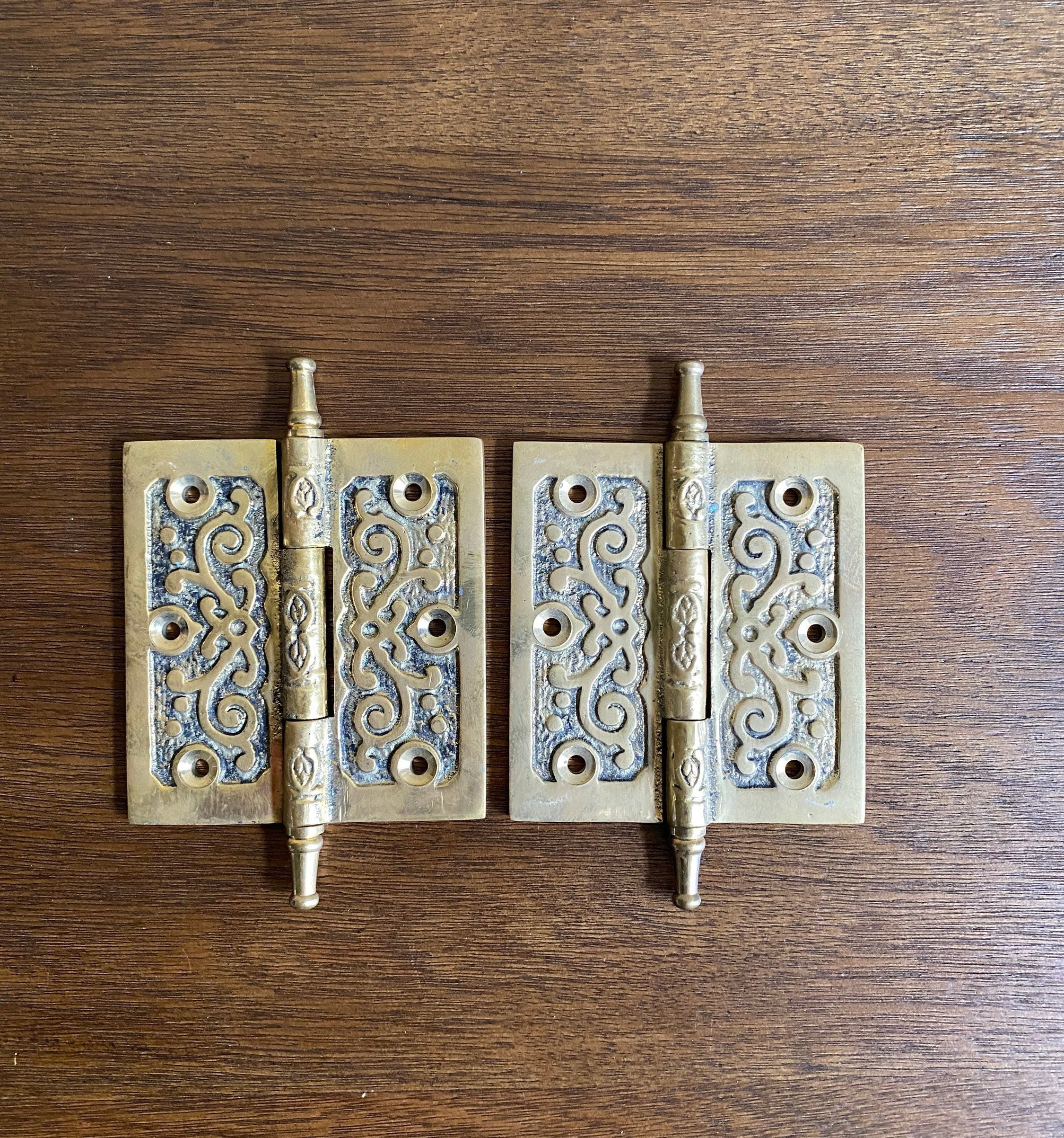 2 Vintage Brass Door Hinge Restoration Architectural Salvage Etsy