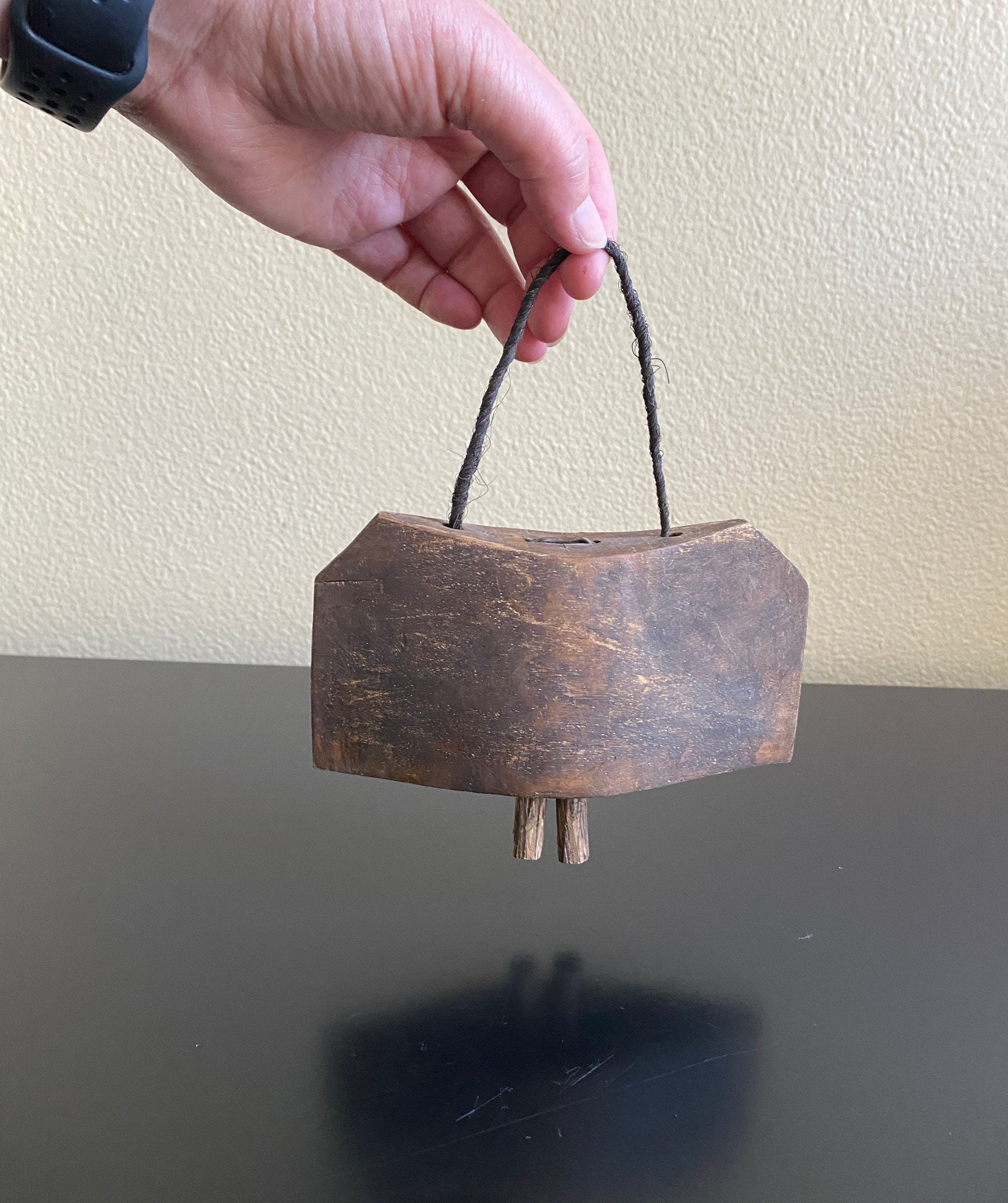Wooden Cowbell Antique Handmade Old Wooden Cow Cattle Cowbell Etsy