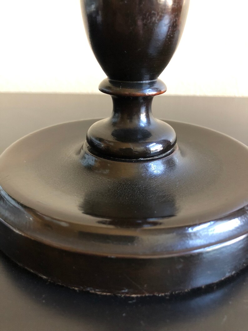 Candlestick Holder Vintage Wooden Dark Stained Candlestick Holder Wooden Candlestick Holder