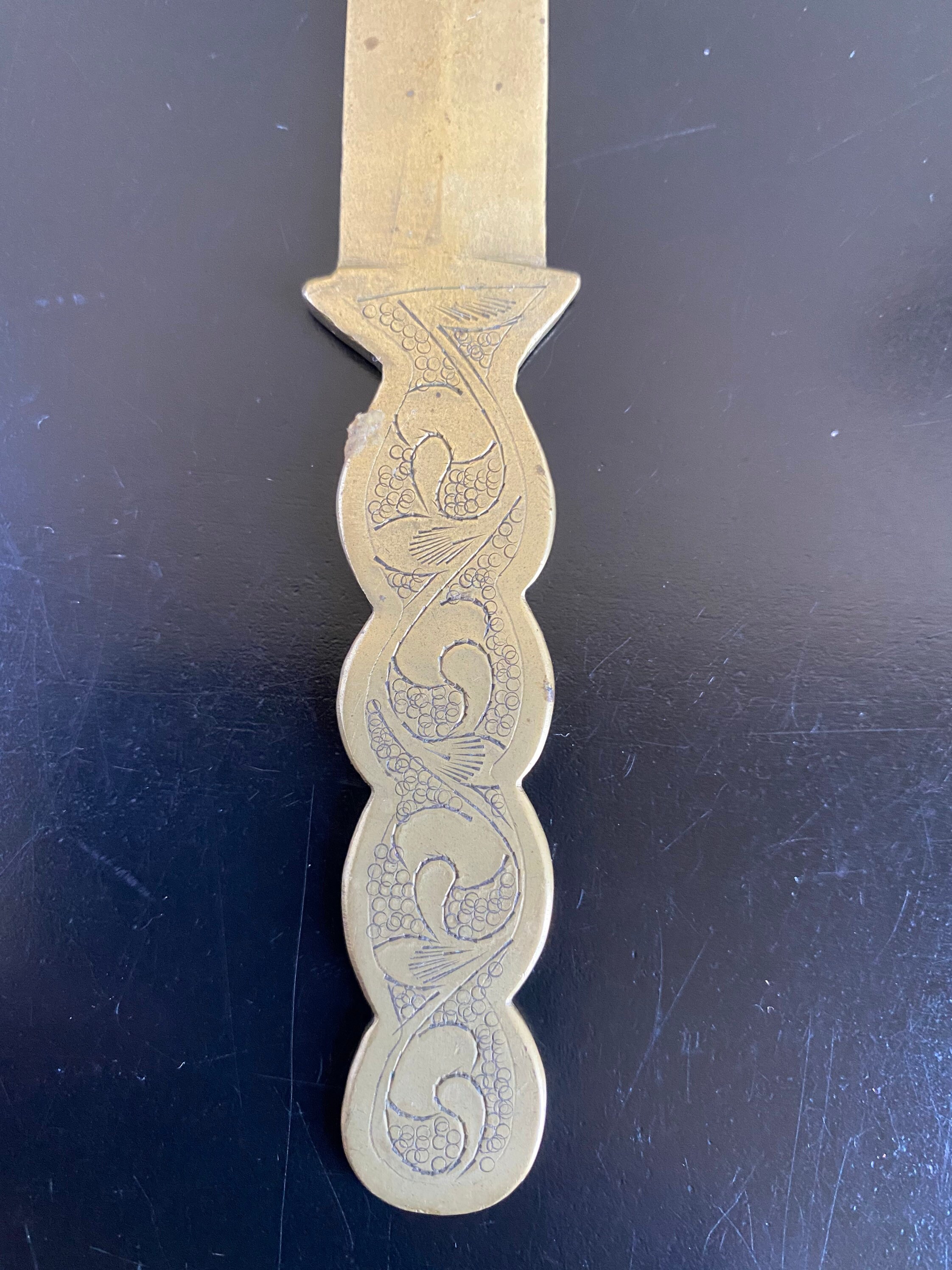 Vintage Brass Embossed Letter Opener Brass Letter Opener Etsy