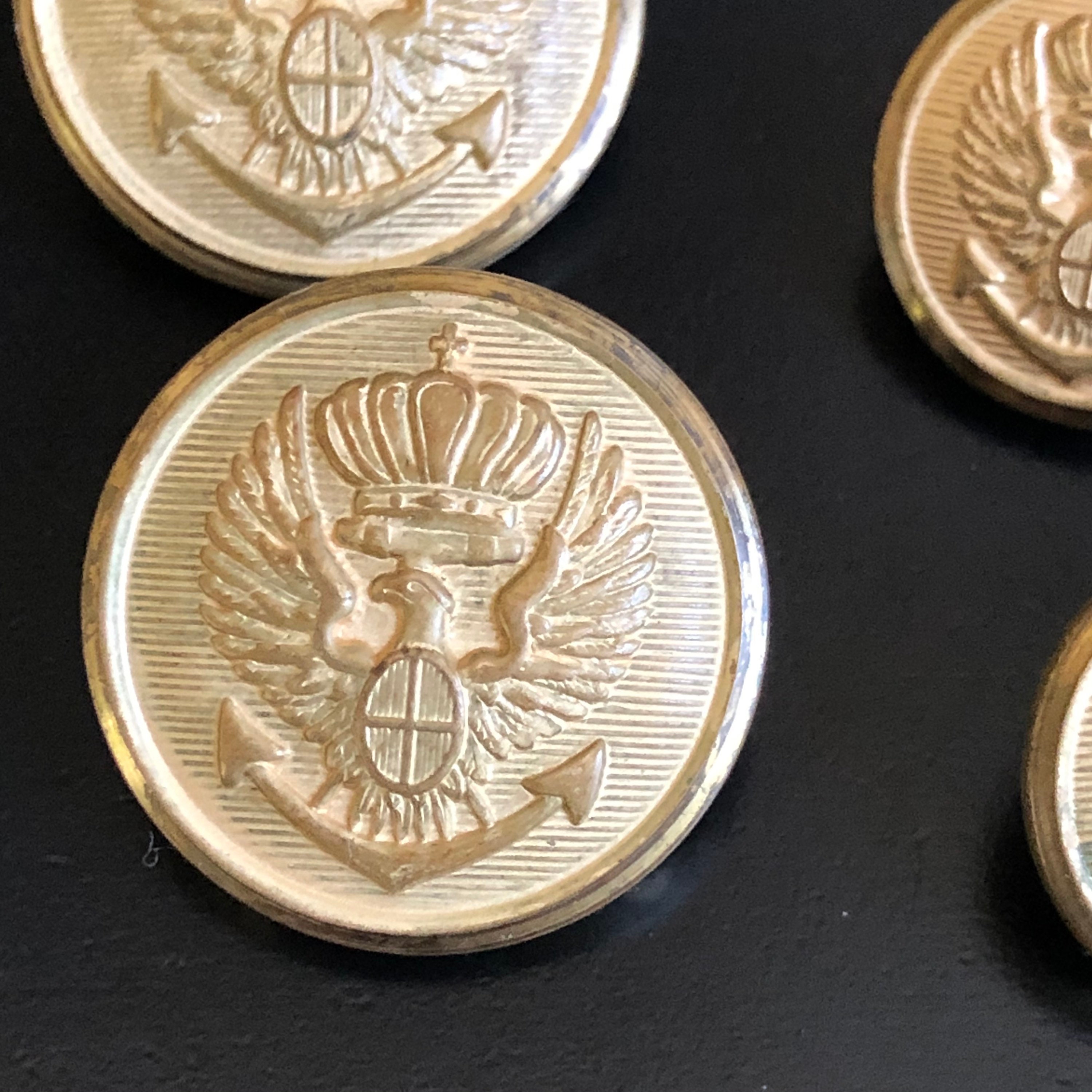 Vintage Brass Eagle Sheild Crown Button Set Eagle Crown Etsy