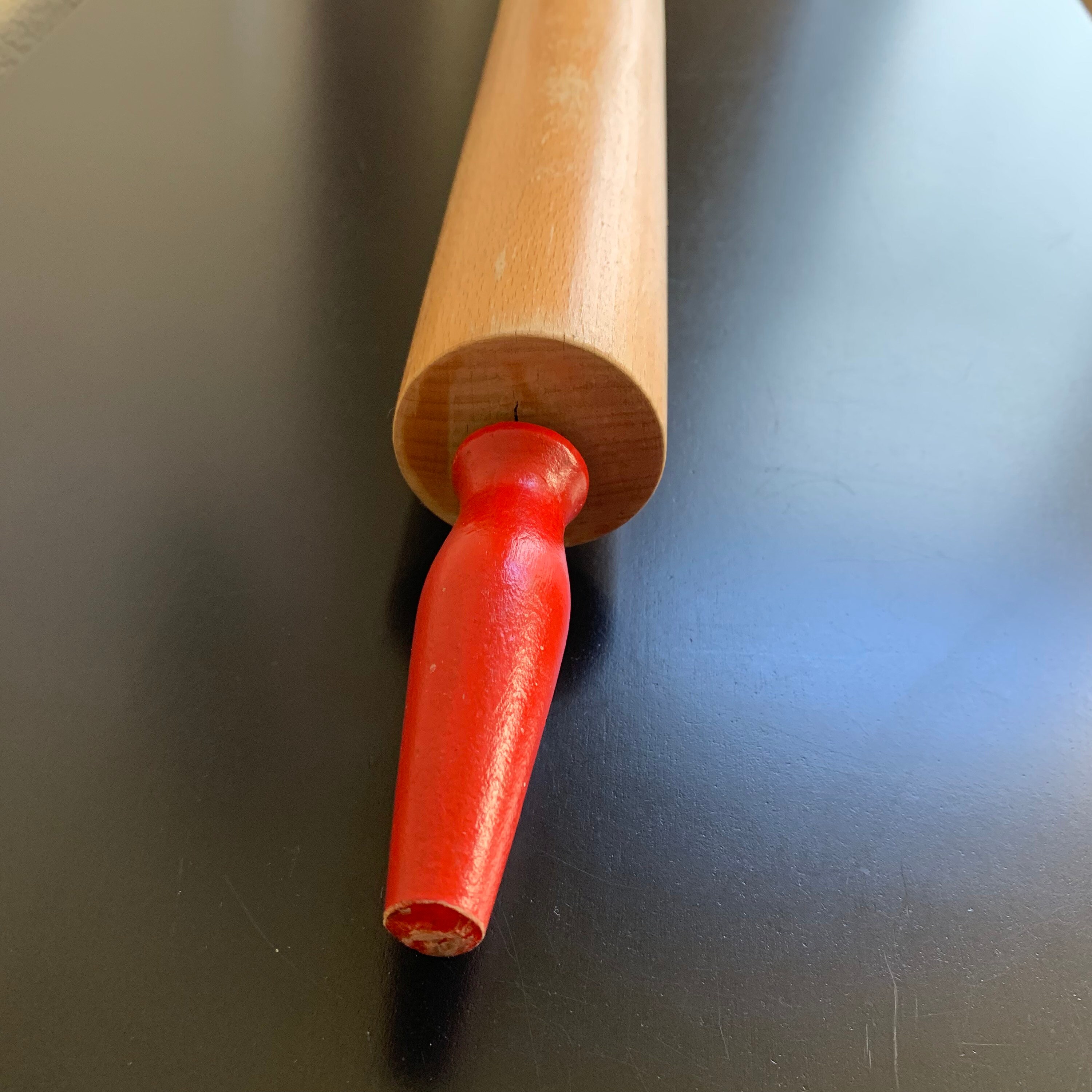 Vintage Rolling Pin with Red Handles Red Handle Rolling Pin Etsy
