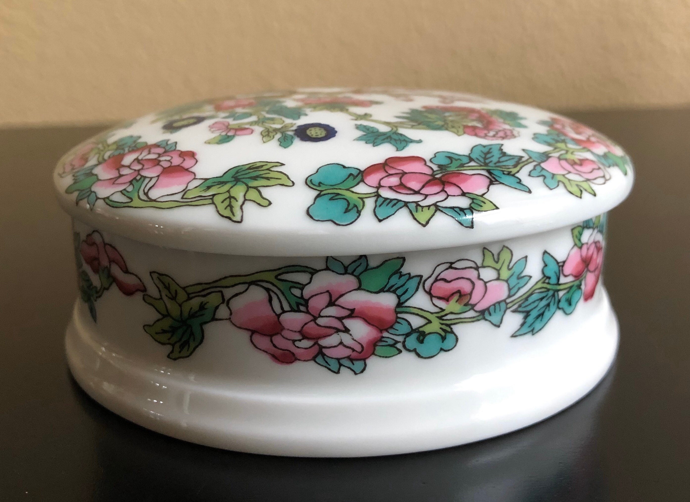 Vintage Round Limoge Floral Vanity Box Floral Trinket Box Etsy