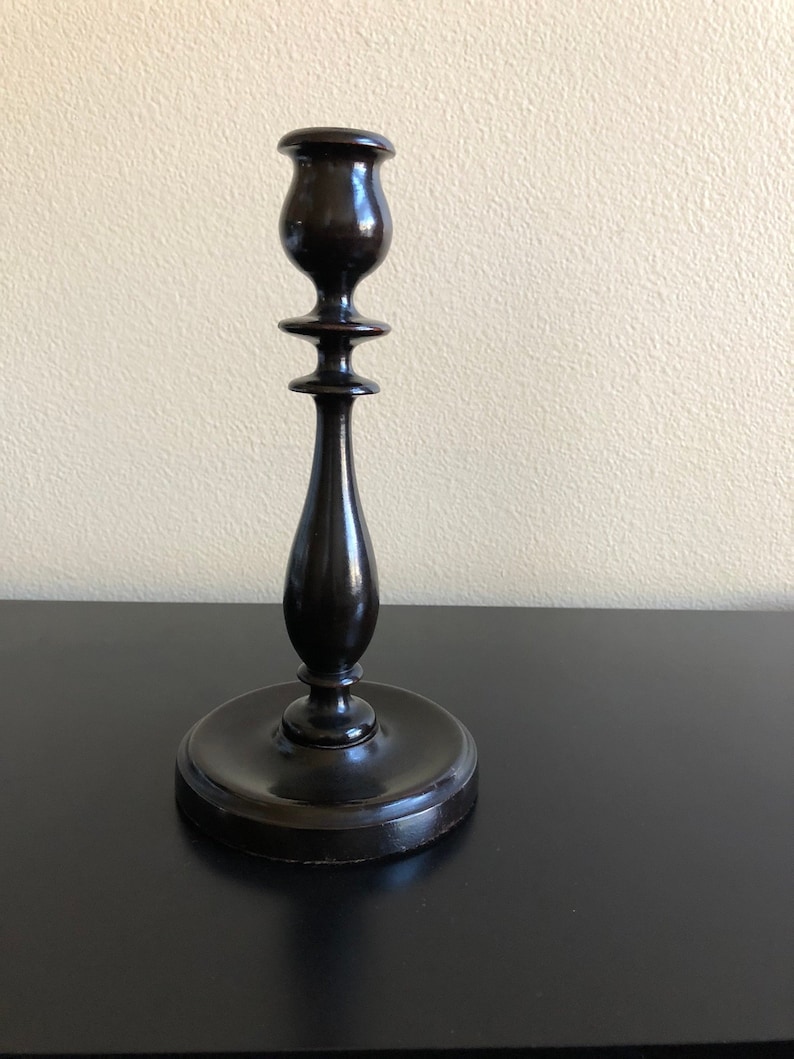 Candlestick Holder Vintage Wooden Dark Stained Candlestick Holder Wooden Candlestick Holder