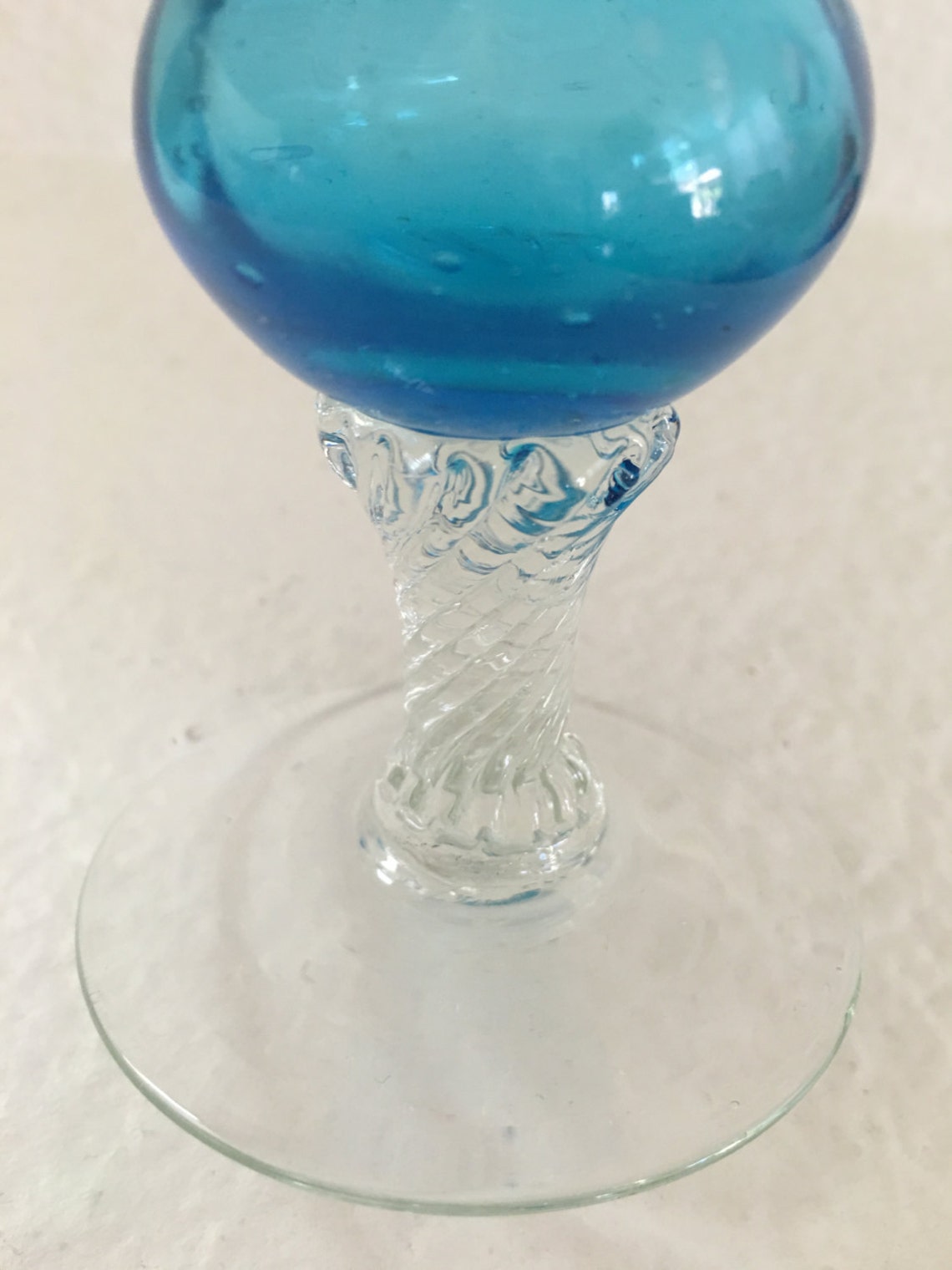 Vintage Blue Glass Vase Blue Glass Vase Vintage Blue Swirl Etsy