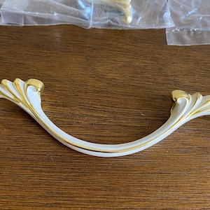 Vintage Brass and White Drawer Pulls, Drawer Pulls,