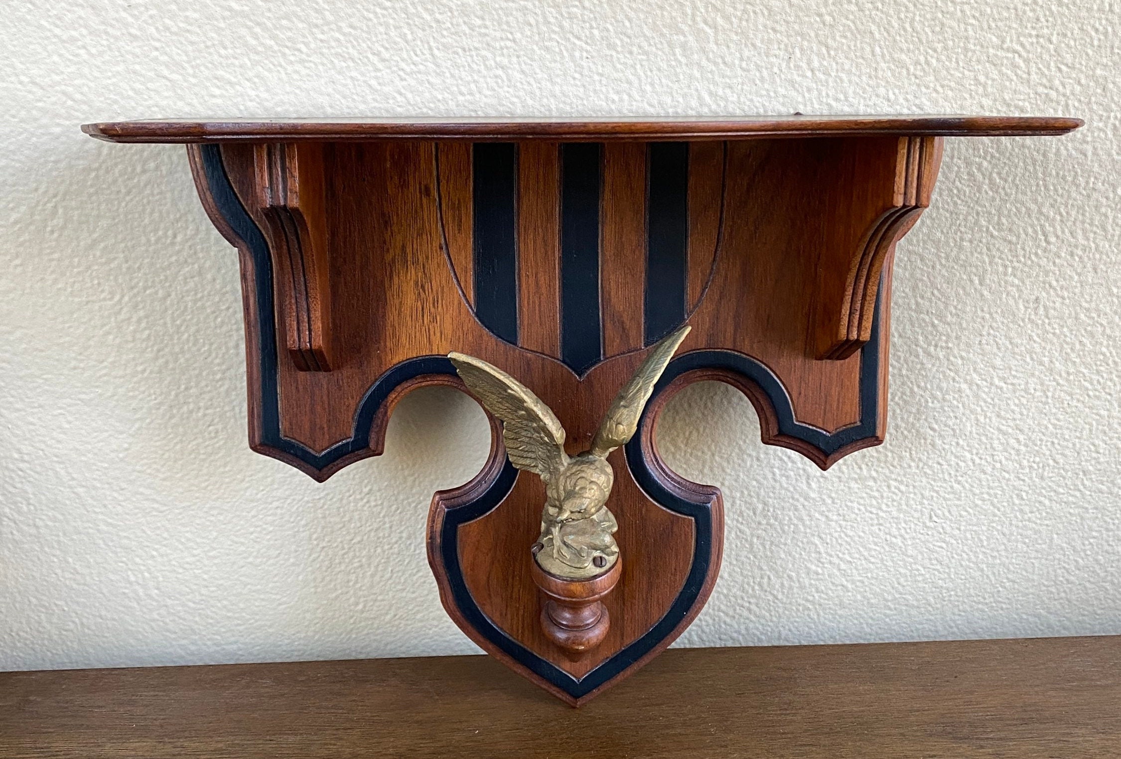 Custom Handmade Vintage Style Walnut Wood Plate Picture Stand
