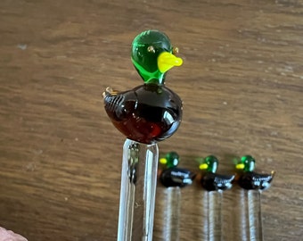 Glass Duck Cocktail Stirs, Glass Cocktail Stirs, Glass Stirs, Glass Stir Sticks, Stir Sticks, Duck Barware, Duck