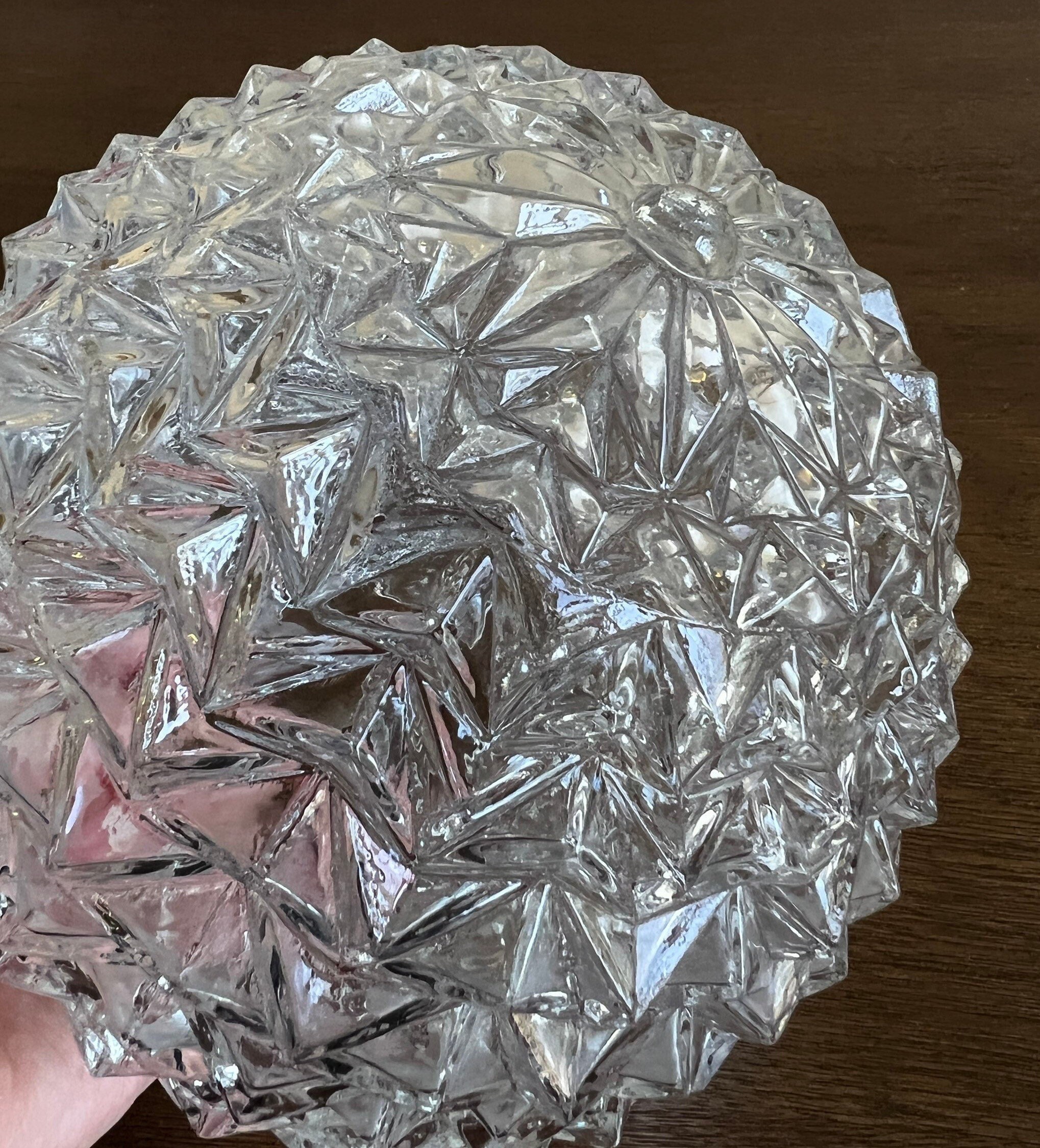 Vintage Clear Glass Domed Flush Mount Light Cover Mid Century Etsy