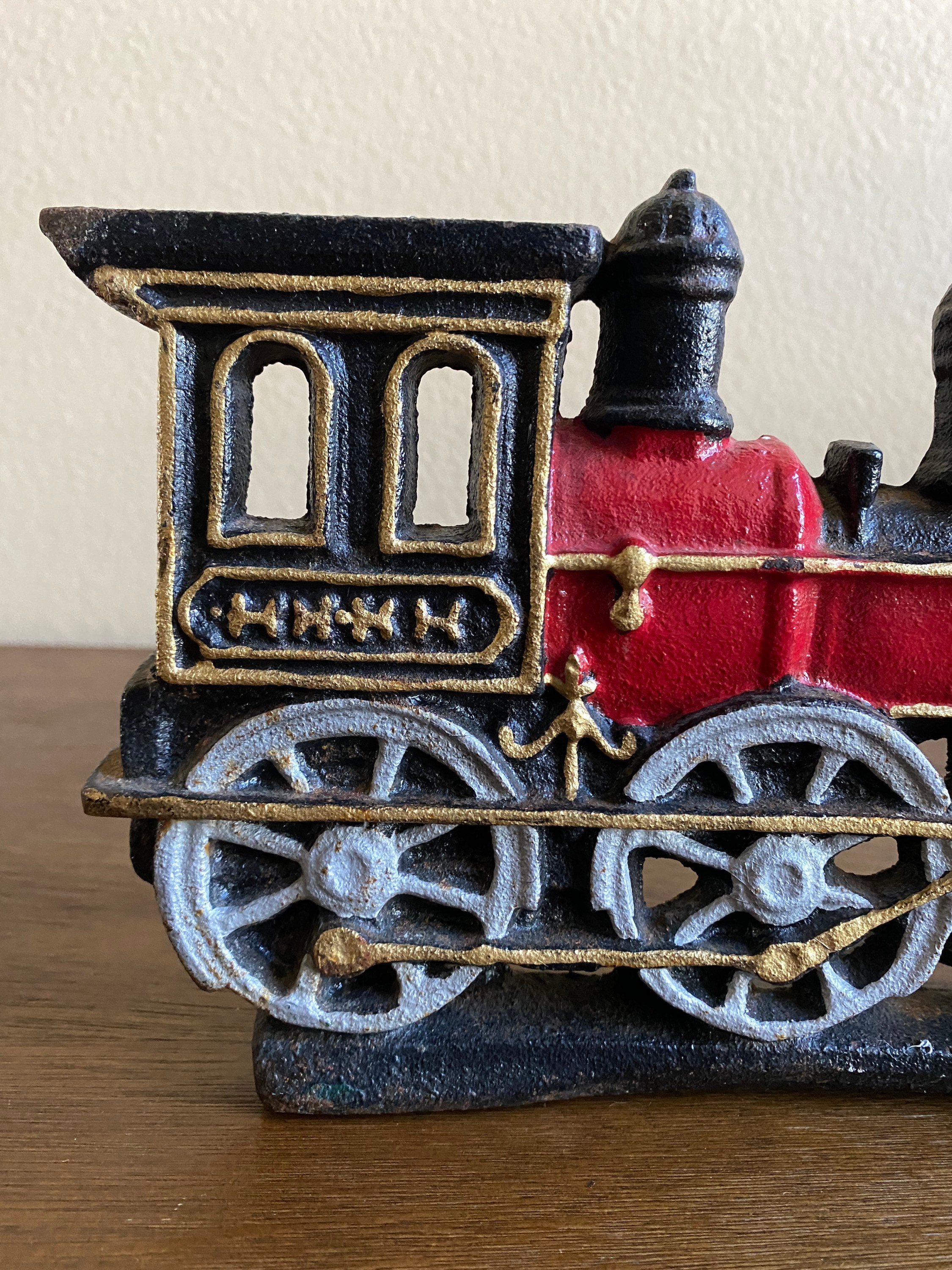 Vintage Cast Iron Doorstop Train Railroad Choo Choo Train