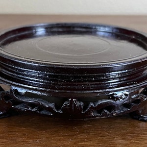 Vintage Cherry Stain Wooden Pot Stand, Asian Wooden Stand, Vase Stand Base, Ginger Jar Stand