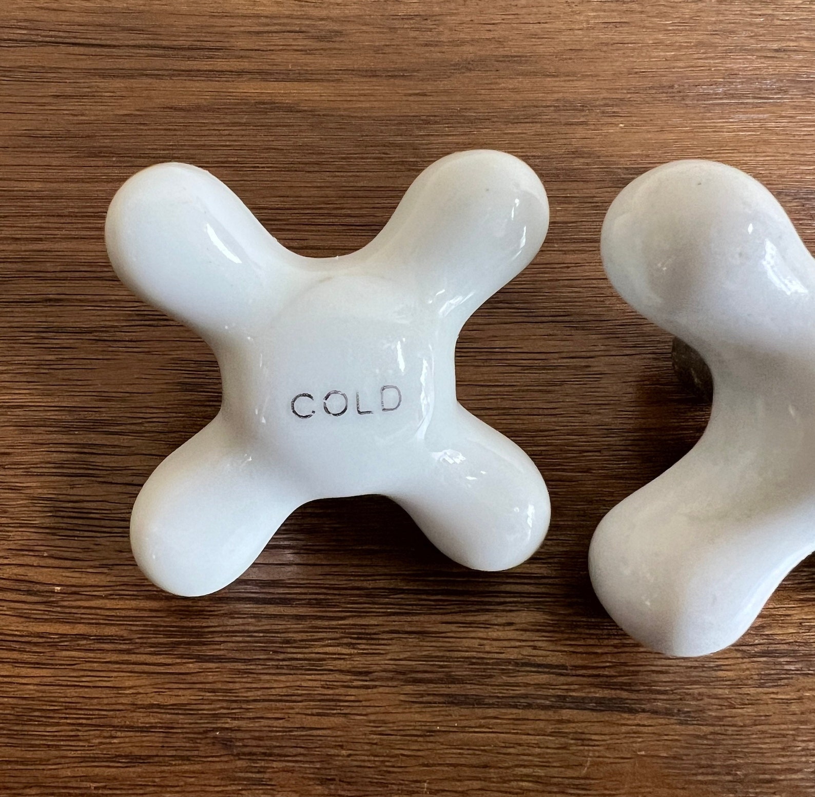 Vintage Porcelain Shower Knobs Hot Cold Drain Faucet Handles Etsy