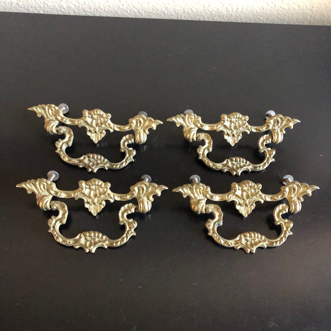 Antique Brass Drop Handle Drawer Pulls Brass Drawer Pulls Etsy
