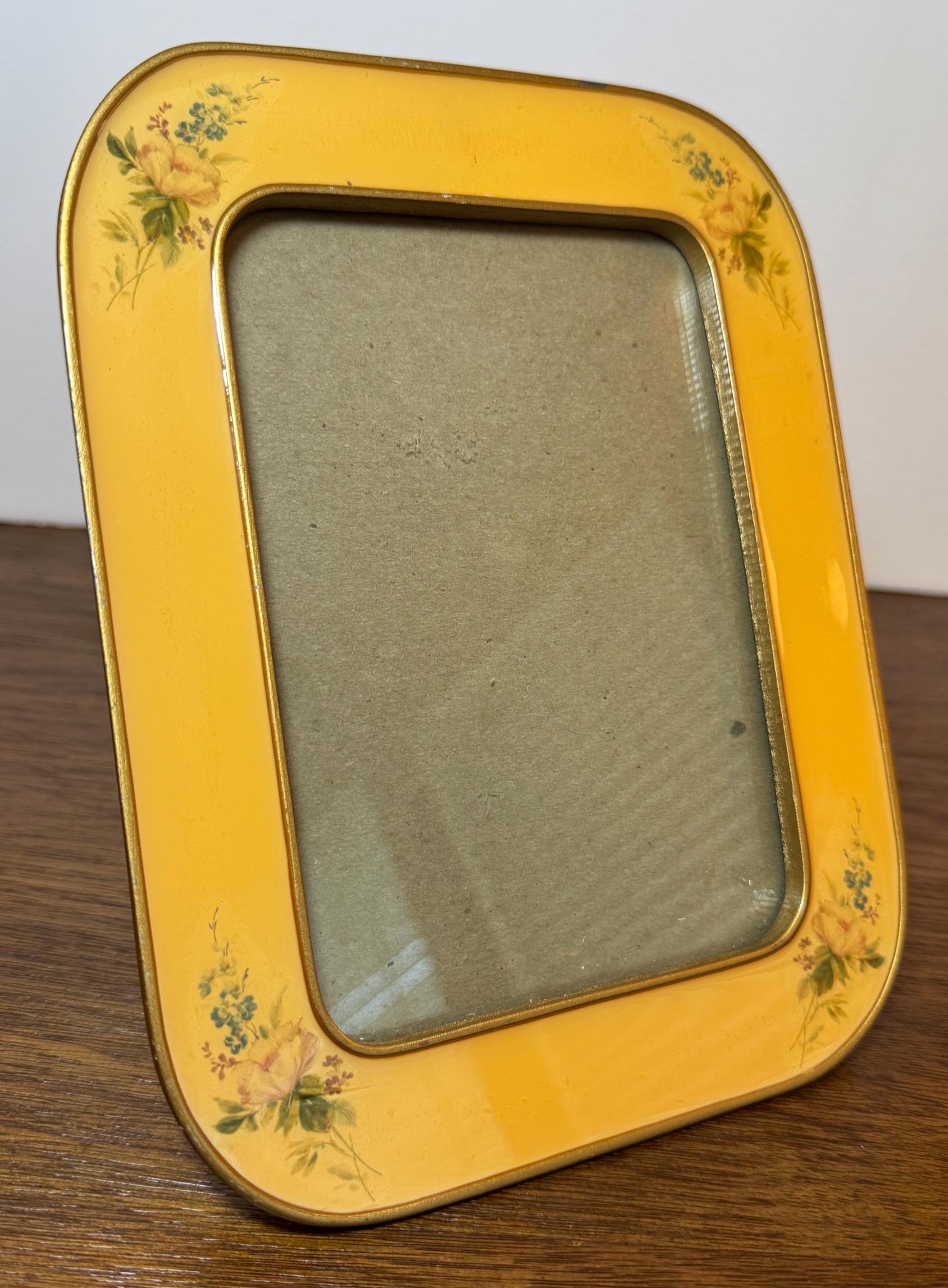 Vintage Enamel Yellow Picture Frame, Yellow Picture Frame, Picture ...