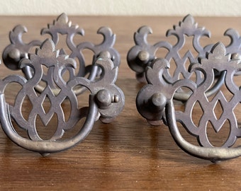 Set of 4 Vintage Brass Drop Handle Drawer Pulls