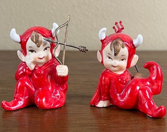 Vintage Devil Figurines, Devil Figurines, Devil Decor, Devil, Vintage Halloween, Vintage Devil