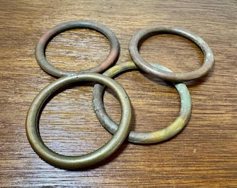Vintage 2 1/2" Dia, Brass Drapery Rings, Brass Drapery Rings, Old Drapery Rings, Curtain Rings