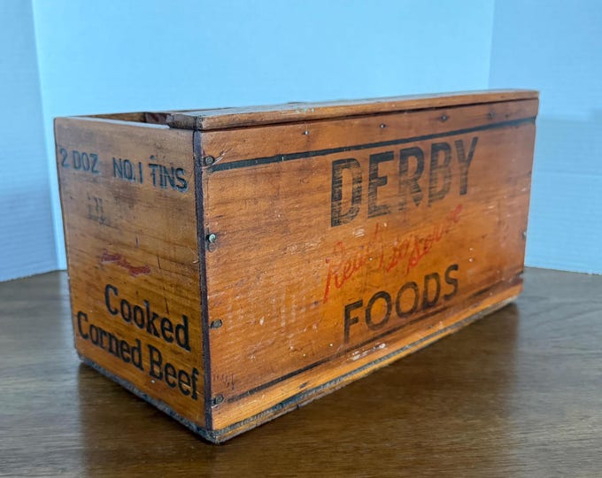 Vintage Derby Wooden Crate Box, Derby Box, Derby Foods Wooden Crate ...