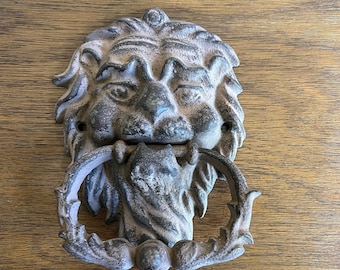 Vintage Rust Iron Lion Head Door Knocker, Restoration Hardware