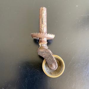 Vintage Brass Metal Wheel Caster, Brass Caster, Old Casters, Salvage Wheel