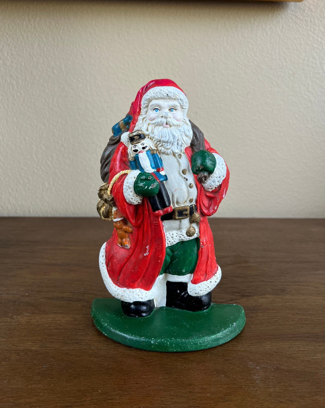 Vintage Cast Iron Doorstop, Santa Doorstop, Farmhouse Cottage Shabby