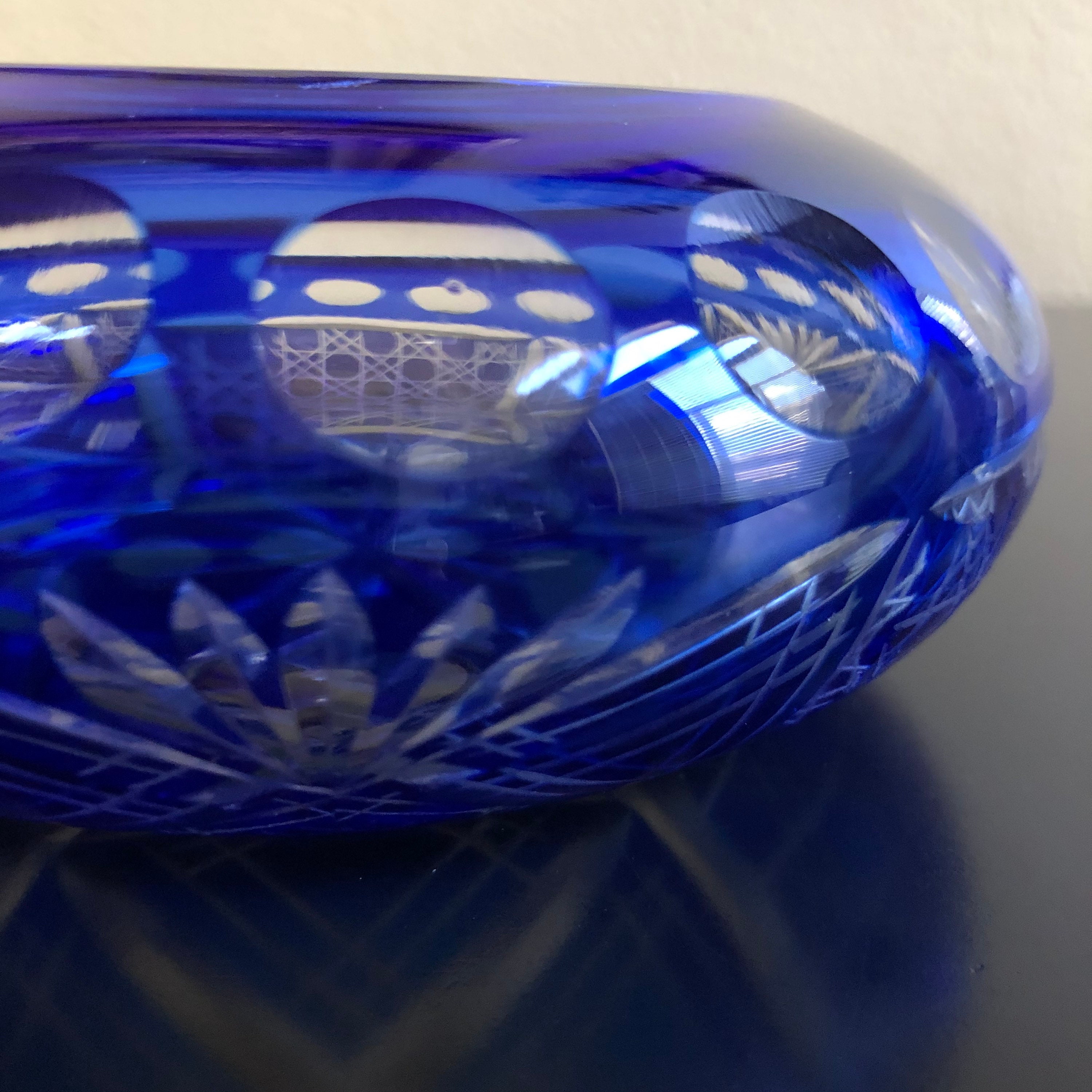 Vintage Cut Crystal Cobalt Blue Bowls Cobalt Blue Glass Blue Etsy