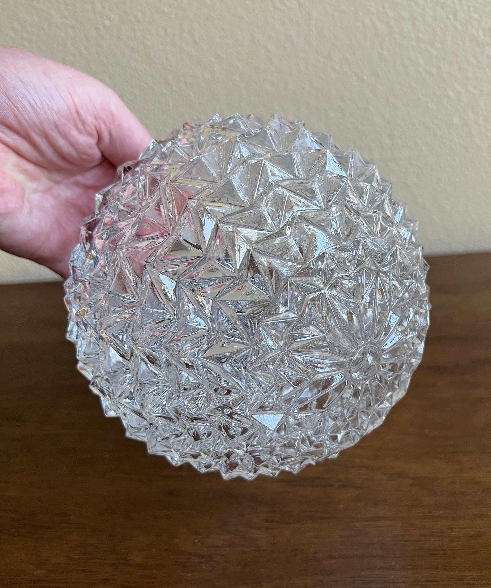 Vintage Clear Glass Domed Flush Mount Light Cover Mid Century Etsy