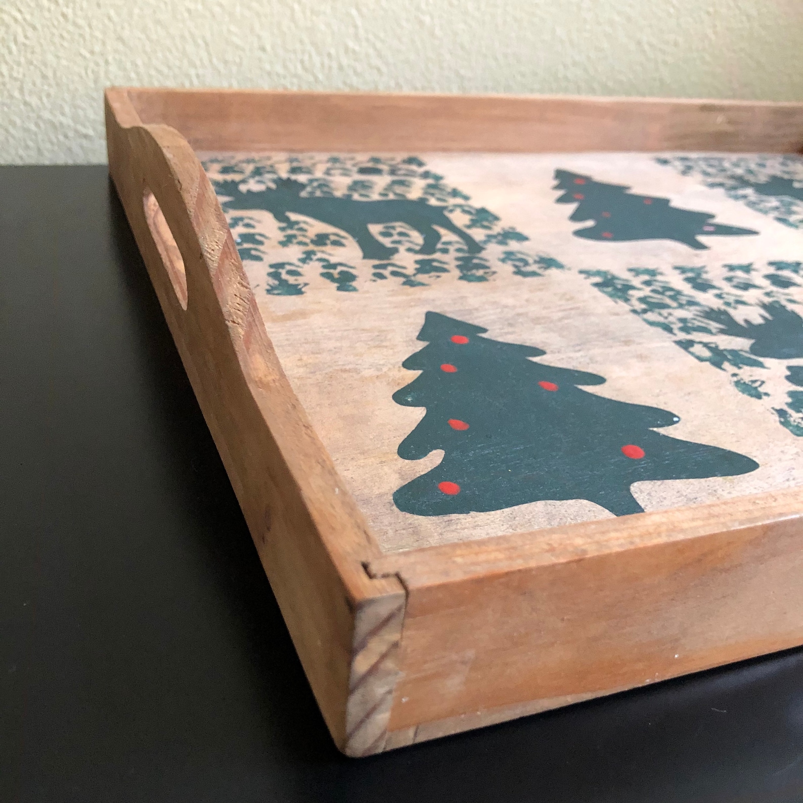 Vintage Wooden Christmas Tree and Moose Tray Vintage Country Etsy