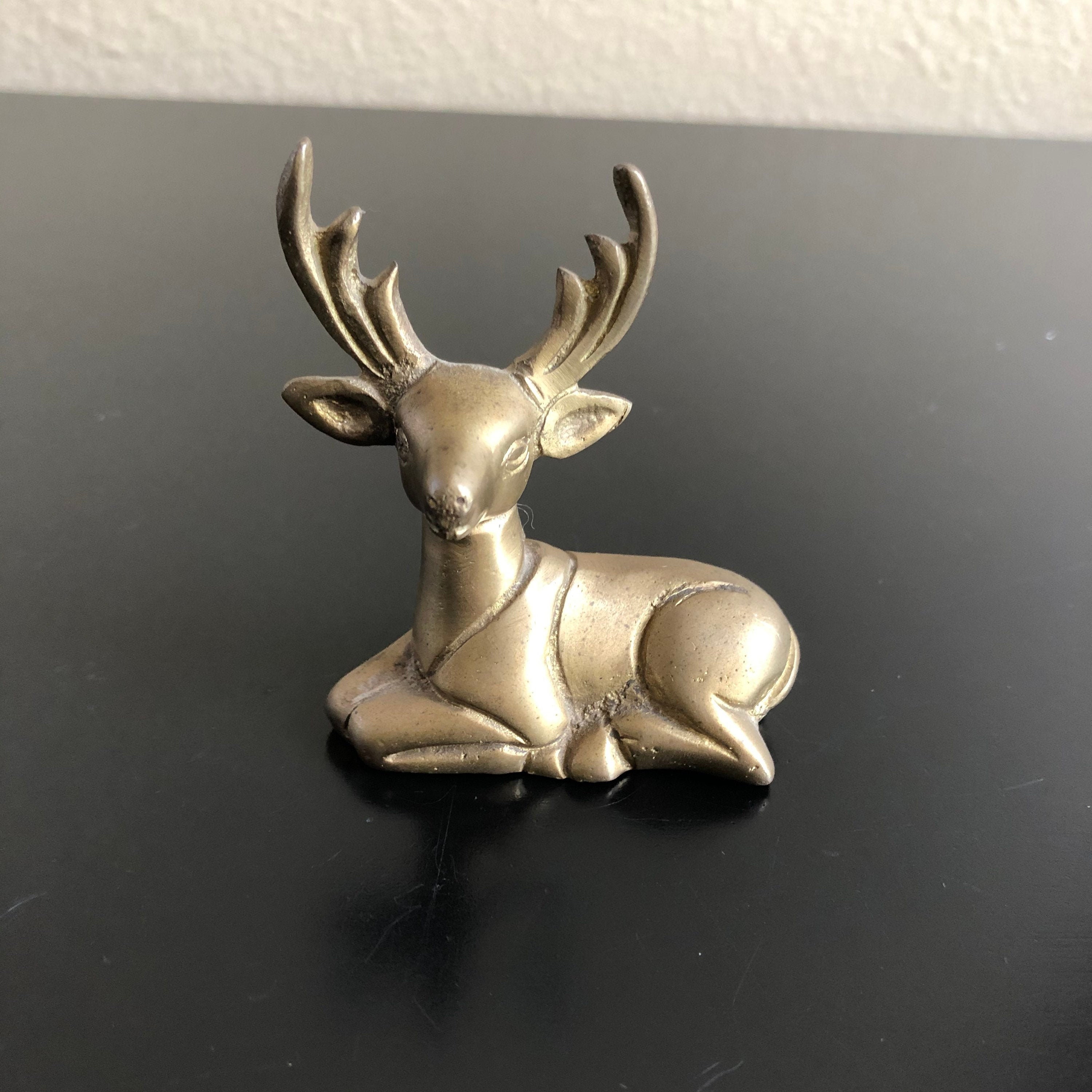 Vintage Solid Brass Deer Figurines Deer Figurines Reindeer Etsy