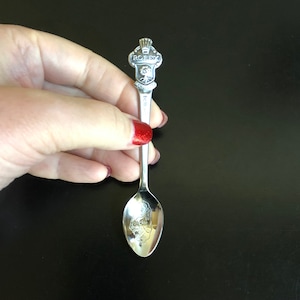 vintage Switzerland souvenir silver spoon town of Brig mi-century curios cabinet collectible enamel  spoons