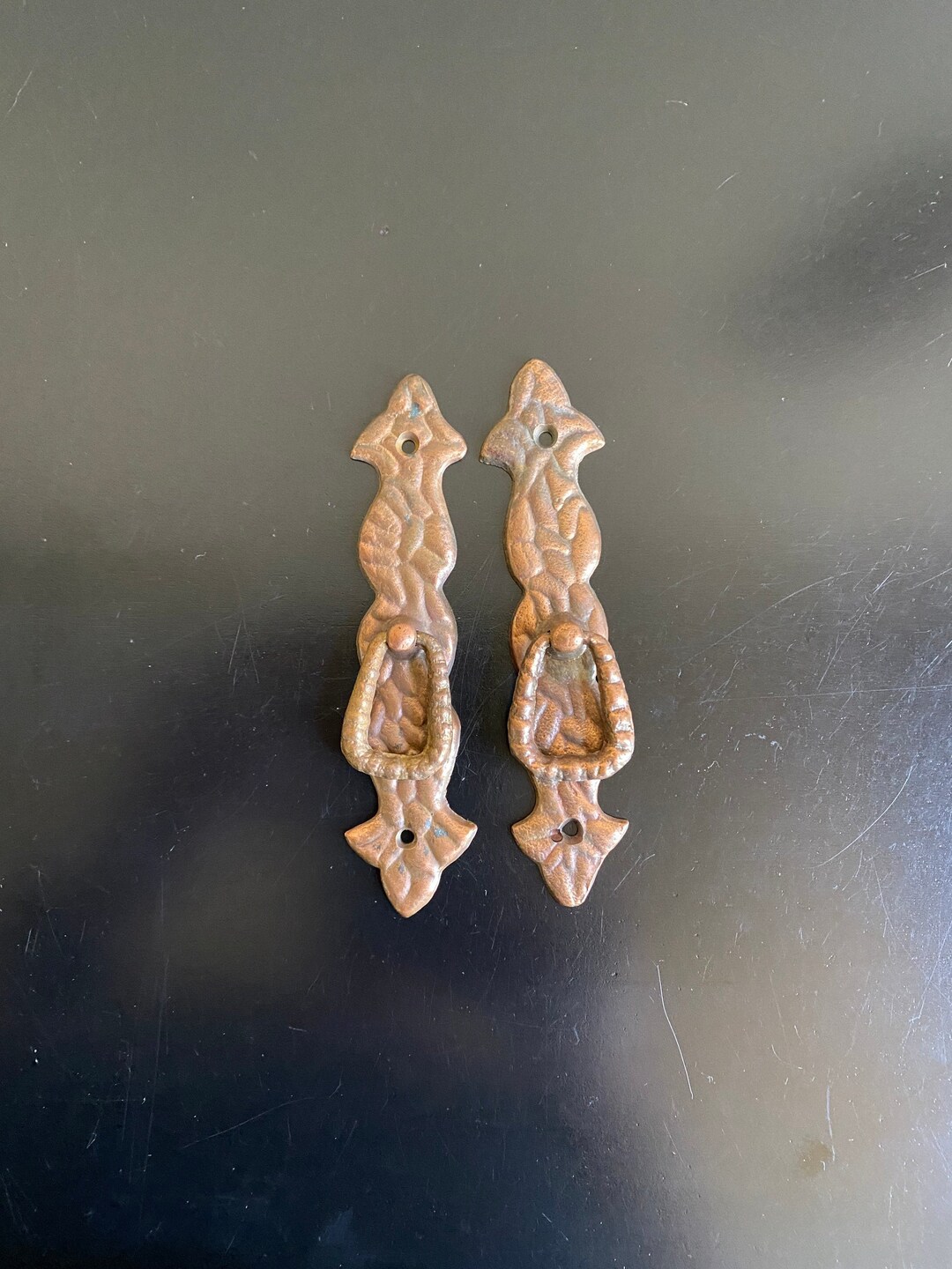 Pulling Copper Box Expires Aug. 30th** 2 Hand Made Hammered Copper Drawer Drop Pull With ...