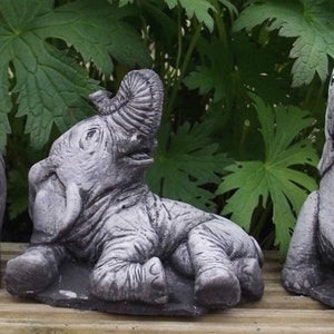 The 3 piece Small Elephant Set Hand cast Stone Garden Ornament