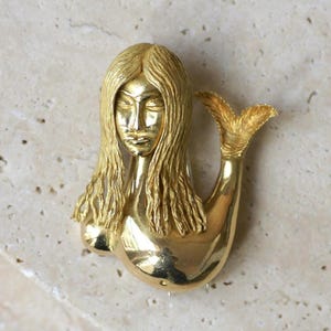Jean Cocteau Mermaid Brooch for Fred in Yellow Gold